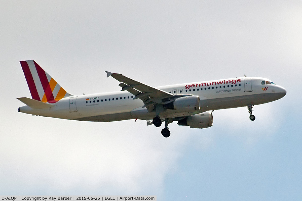 D-AIQP, 1992 Airbus A320-211 C/N 346, D-AIQP   Airbus A320-211 [0346] (Germanwings) Home~G 26/05/2015. On approach 27L.