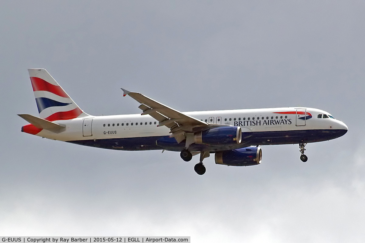 G-EUUS, 2007 Airbus A320-232 C/N 3301, Airbus A320-232 [3301] (British Airways) Home~G 12/05/2015. On approach 27L.