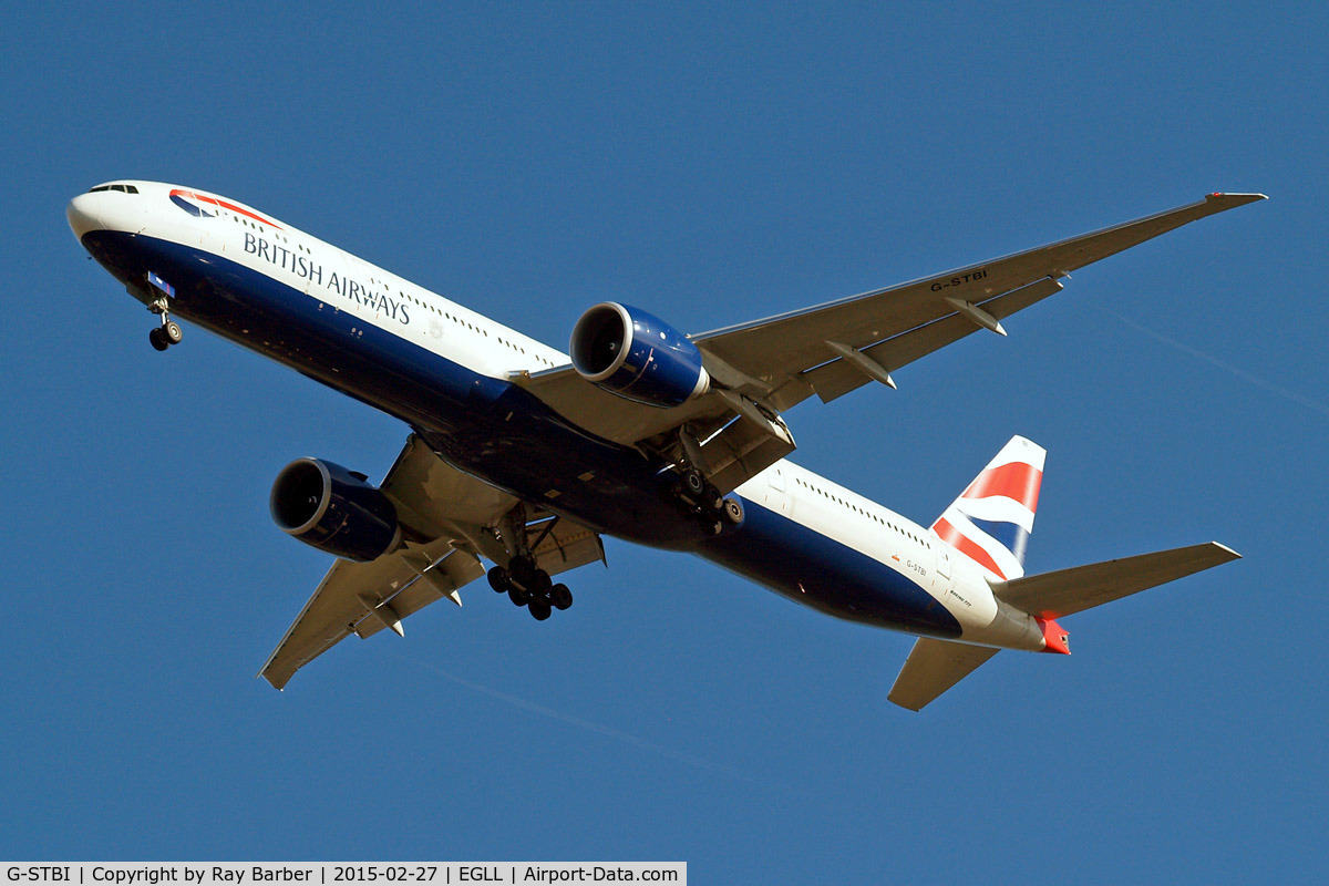 G-STBI, 2013 Boeing 777-336/ER C/N 43702, Boeing 777-336ER [43702] (British Airways) Home~G 27/02/2015. On approach 27R