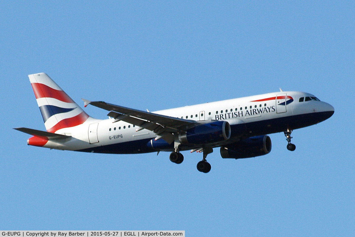 G-EUPG, 2000 Airbus A319-131 C/N 1222, Airbus A319-131 [1222] (British Airways) Home~G 27/05/2015. On approach 27L.