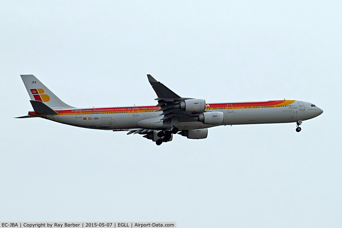 EC-JBA, 2004 Airbus A340-642 C/N 606, Airbus A340-642 [606] (Iberia) Home~G 07/05/2015. On approach 27L.