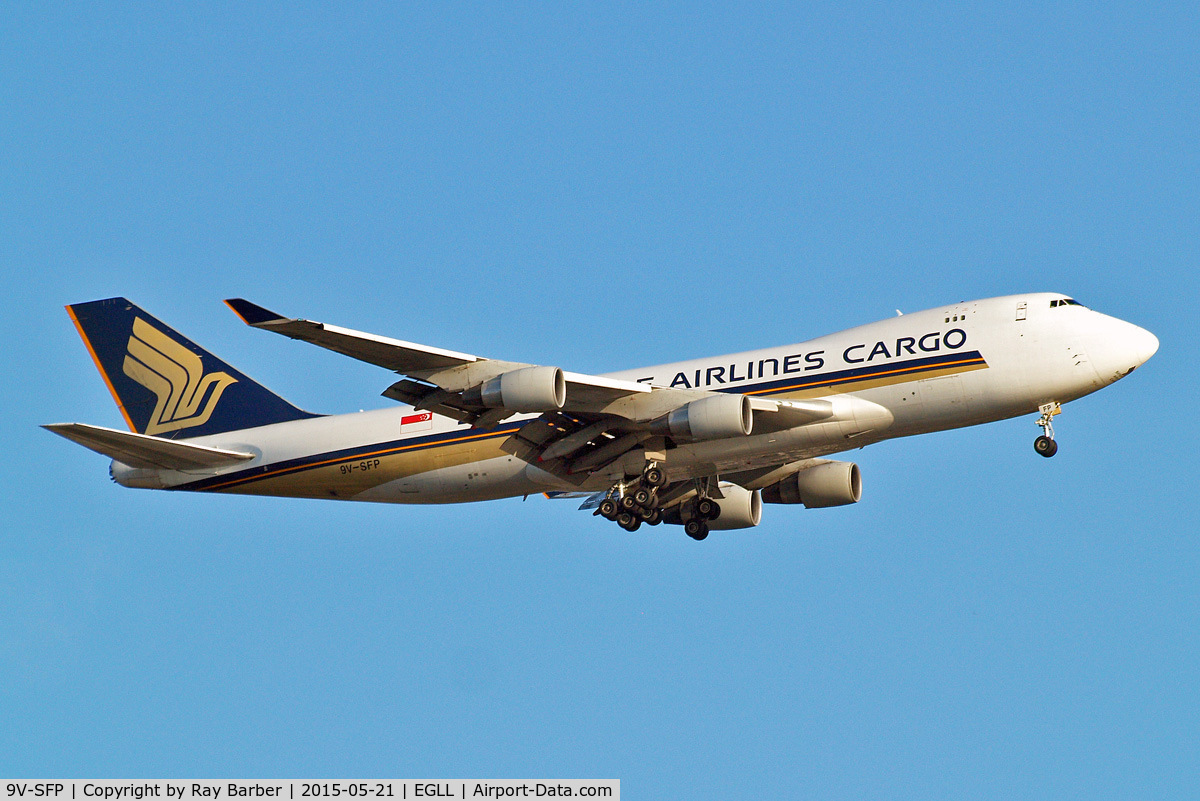 9V-SFP, 2005 Boeing 747-412F/SCD C/N 32902, Boeing 747-412F [32902] (Singapore Airlines Cargo) Home~G 21/05/2015. On approach 27L.