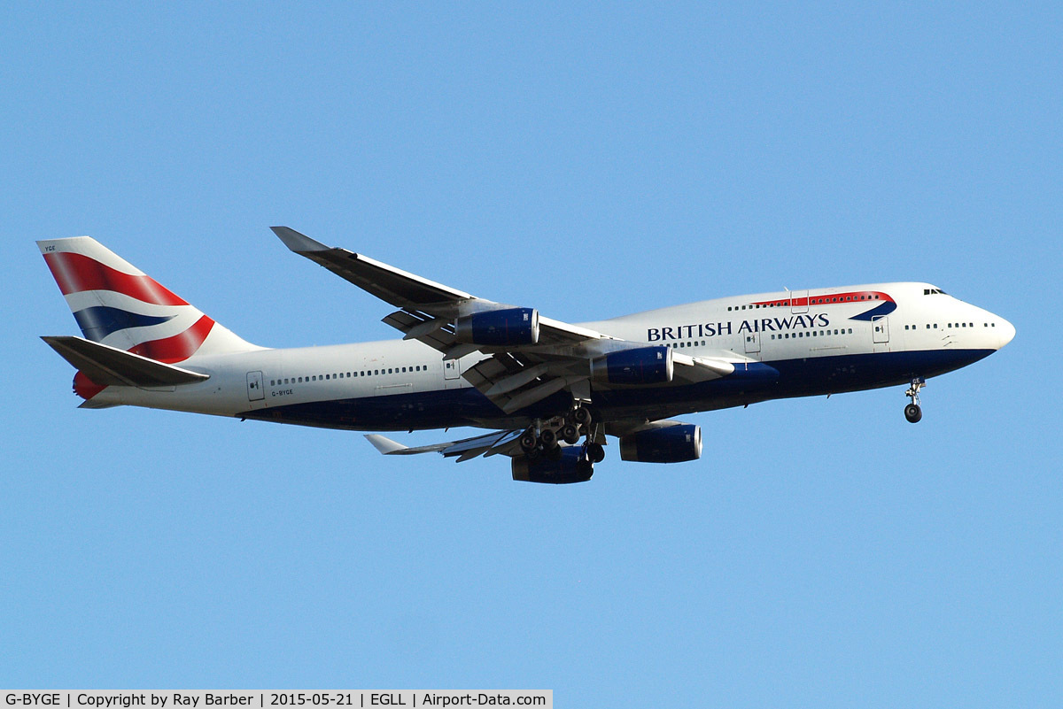 G-BYGE, 1999 Boeing 747-436 C/N 28858, Boeing 747-436 [28858] (British Airways) Home~G 21/05/2015. On approach 27L.