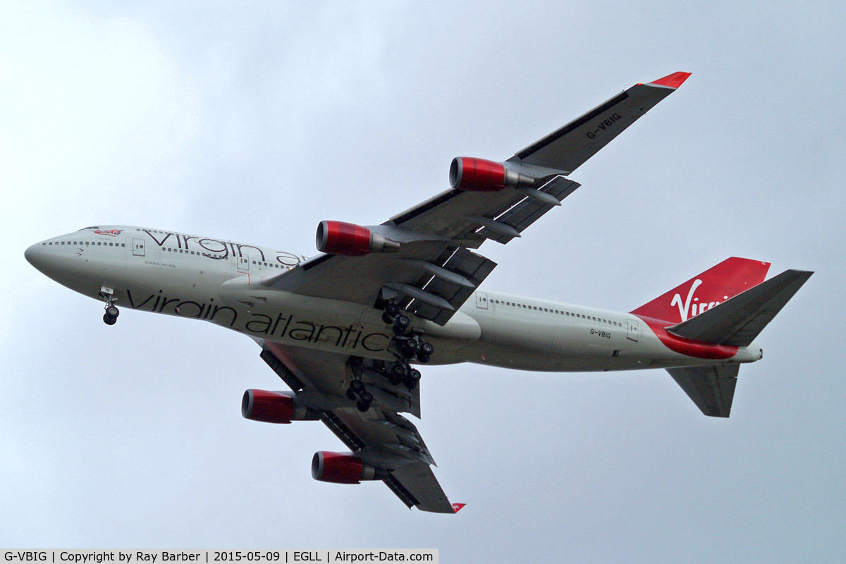 G-VBIG, 1996 Boeing 747-4Q8 C/N 26255, Boeing 747-4Q8 [26255] (Virgin Atlantic) Home~G 09/05/2015. On approach 27R.