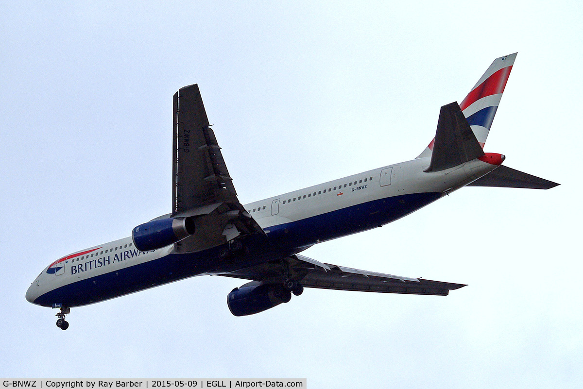 G-BNWZ, 1997 Boeing 767-336/ER C/N 25733, Boeing 767-336ER [25733] (British Airways) Home~G 09/05/2015. On approach 27R.