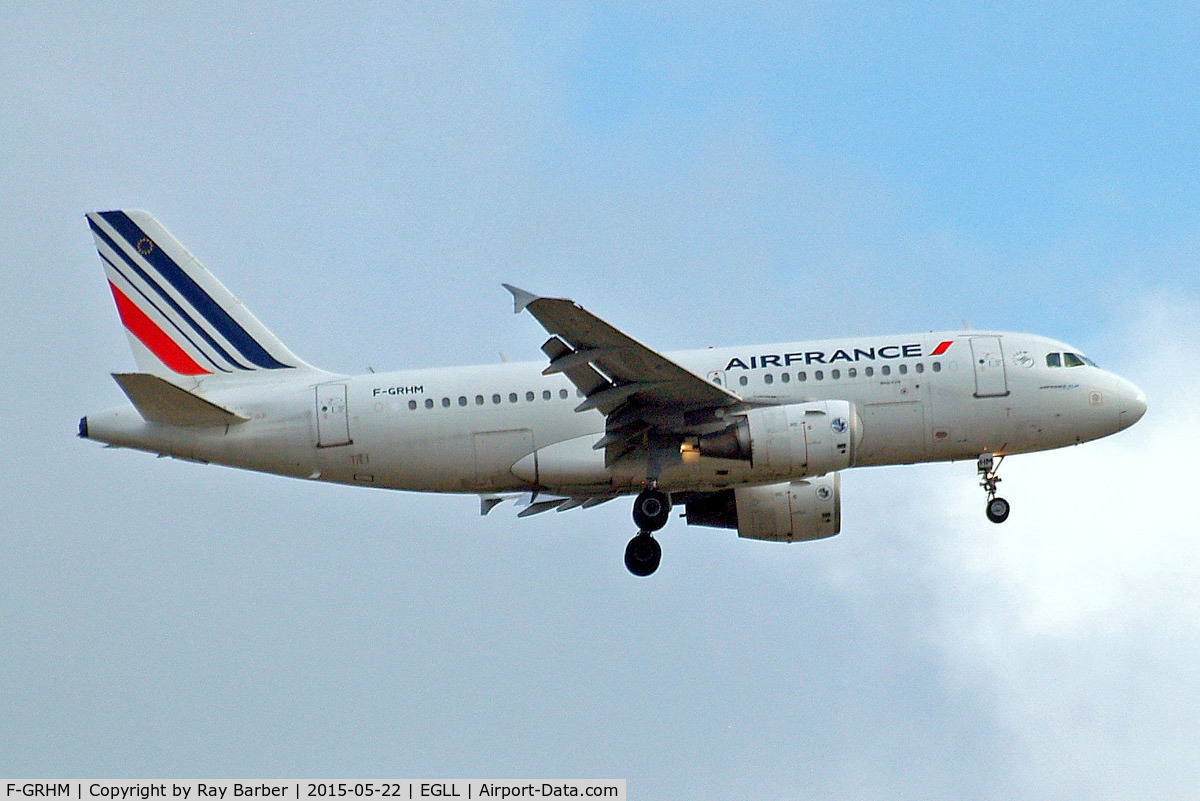 F-GRHM, 2000 Airbus A319-111 C/N 1216, Airbus A319-111 [1216] (Air France) Home~G 22/05/2015. On approach 27L with revised scheme.
