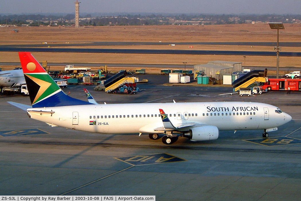 ZS-SJL, Boeing 737-8BG C/N 32356, Boeing 737-8BG [32356] (South African Airways) Johannesburg Int~ZS 08/10/2003