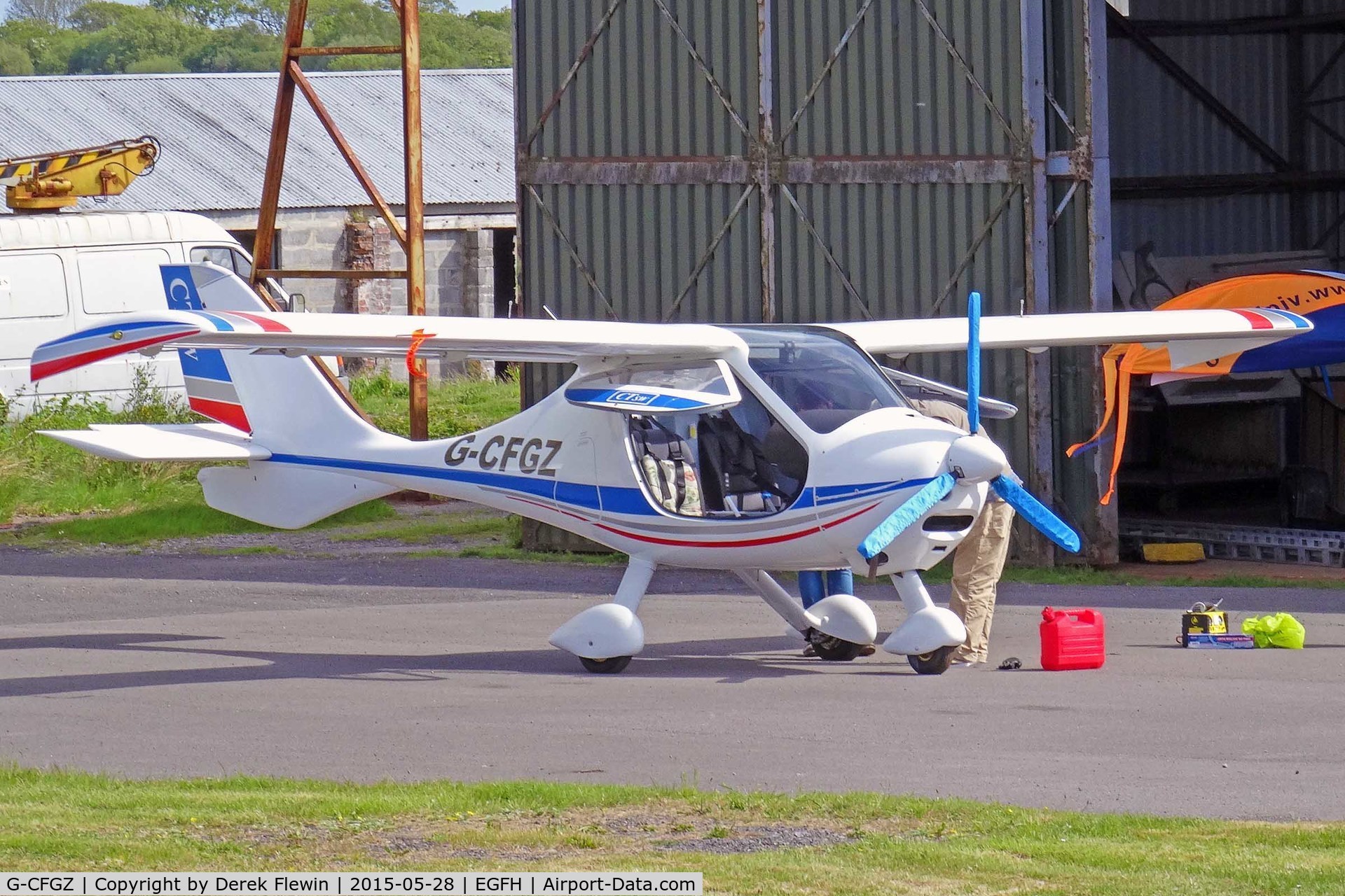 G-CFGZ, 2008 Flight Design CTSW C/N 8390, Resident Flight Design CTSW, seen being worked on outside the hangar.