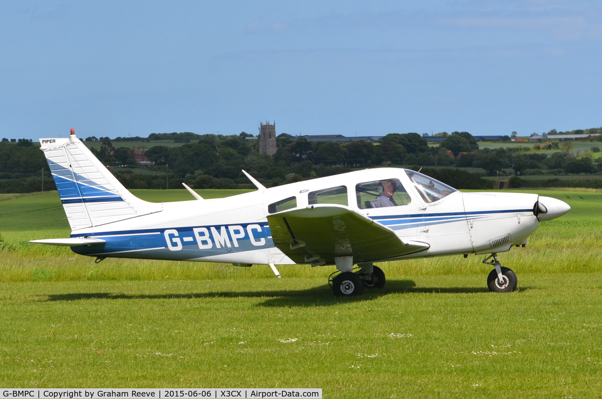 G-BMPC, 1977 Piper PA-28-181 Cherokee Archer II C/N 28-7790436, Just landed at Northrepps.