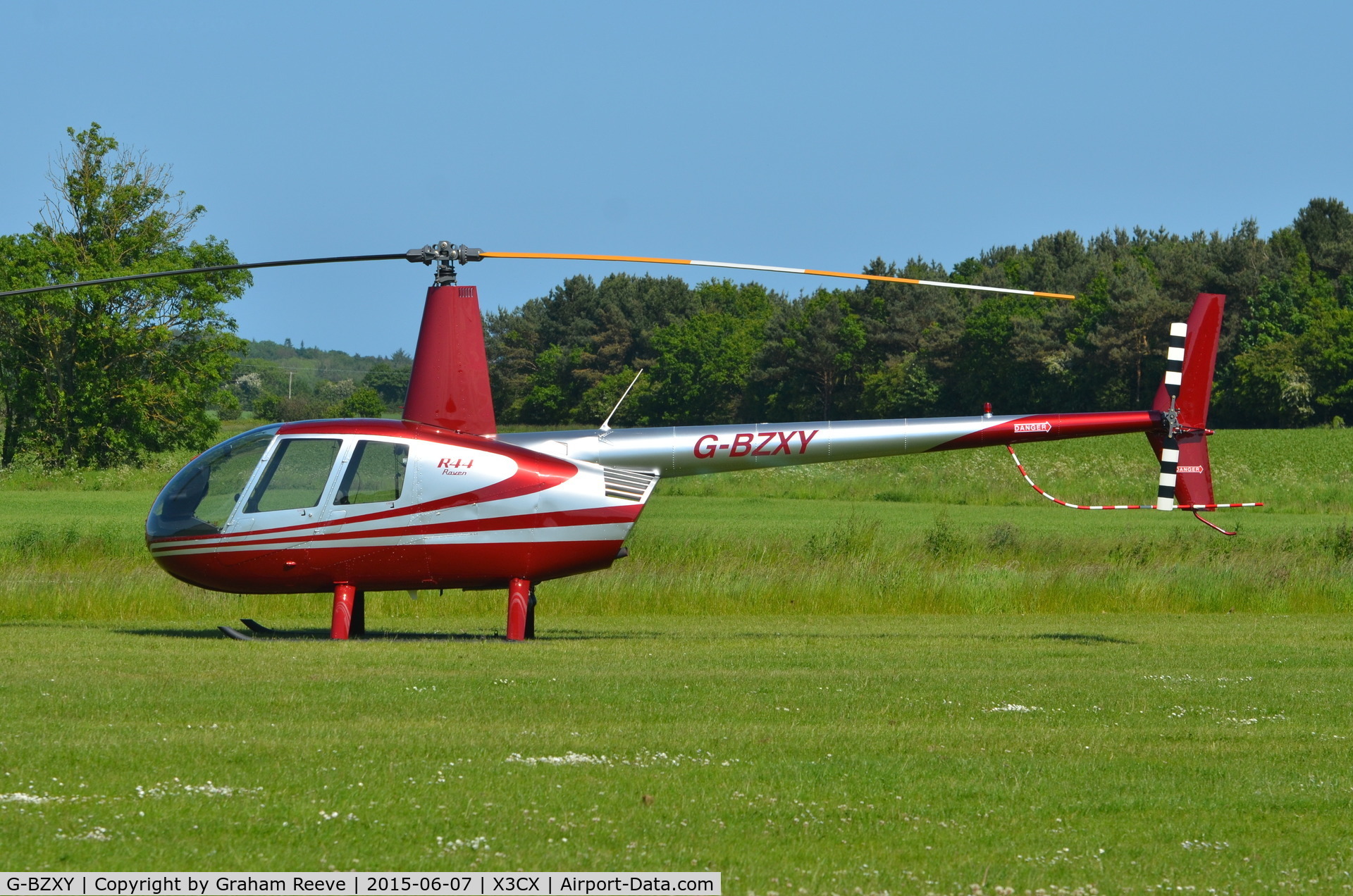G-BZXY, 2001 Robinson R44 Raven C/N 1027, Parked at Northrepps.