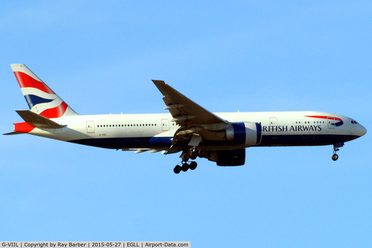 G-VIIL, 1998 Boeing 777-236/ER C/N 27493, Boeing 777-236ER [27493] (British Airways) Home~G 27/05/2015. On approach 27L.