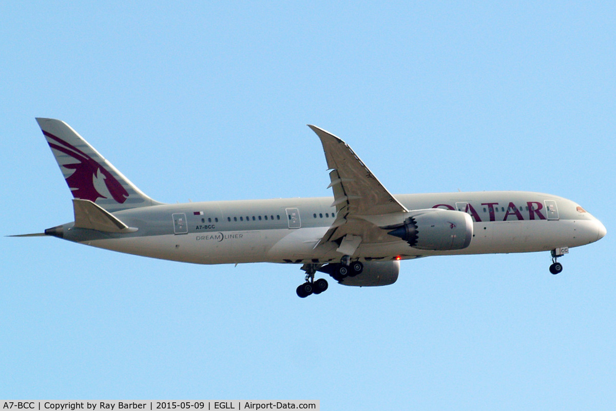 A7-BCC, 2012 Boeing 787-8 Dreamliner C/N 38321, Boeing 787-8 Dreamliner [38321] (Qatar Airways) Home~G 09/05/2015. On approach 27L.