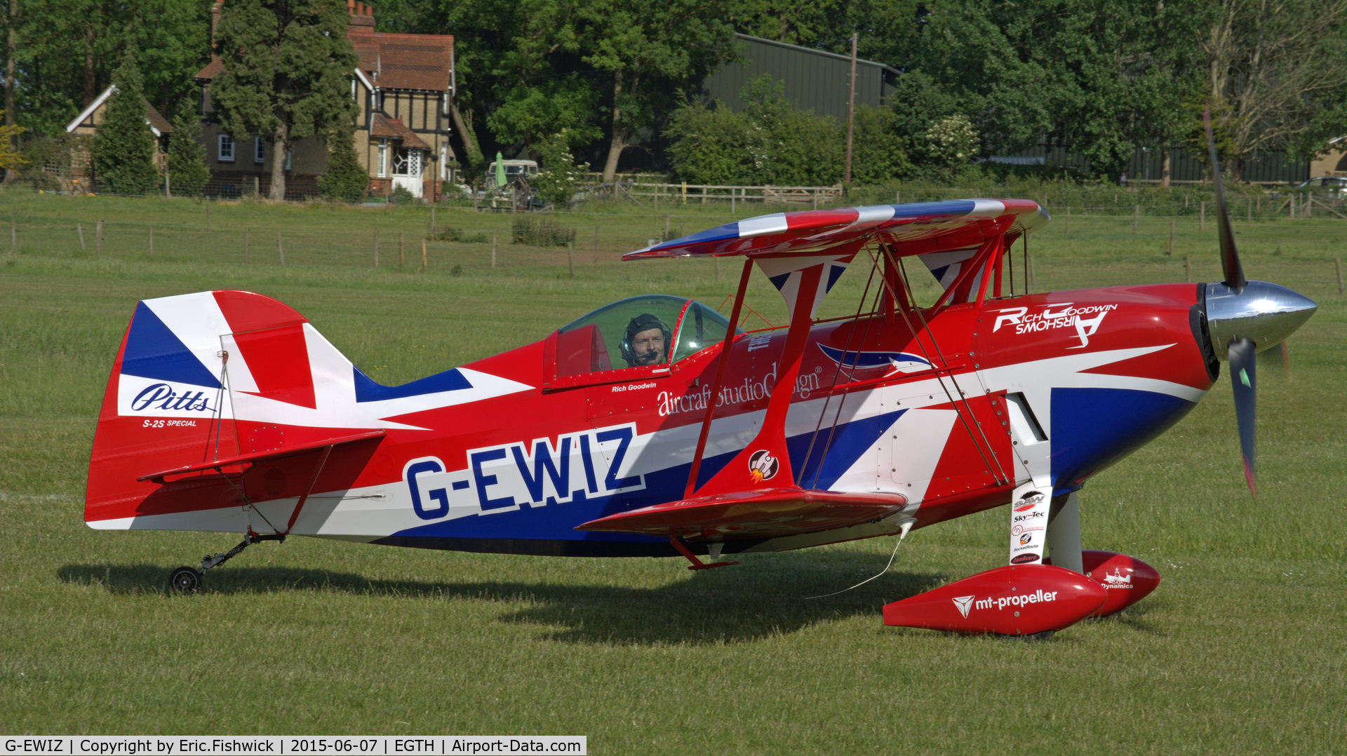 G-EWIZ, 1981 Pitts S-2S Special C/N S18, 2. G-EWIZ preparing to depart The Shuttleworth Flying Day and LAA Party in the Park, June 2015.