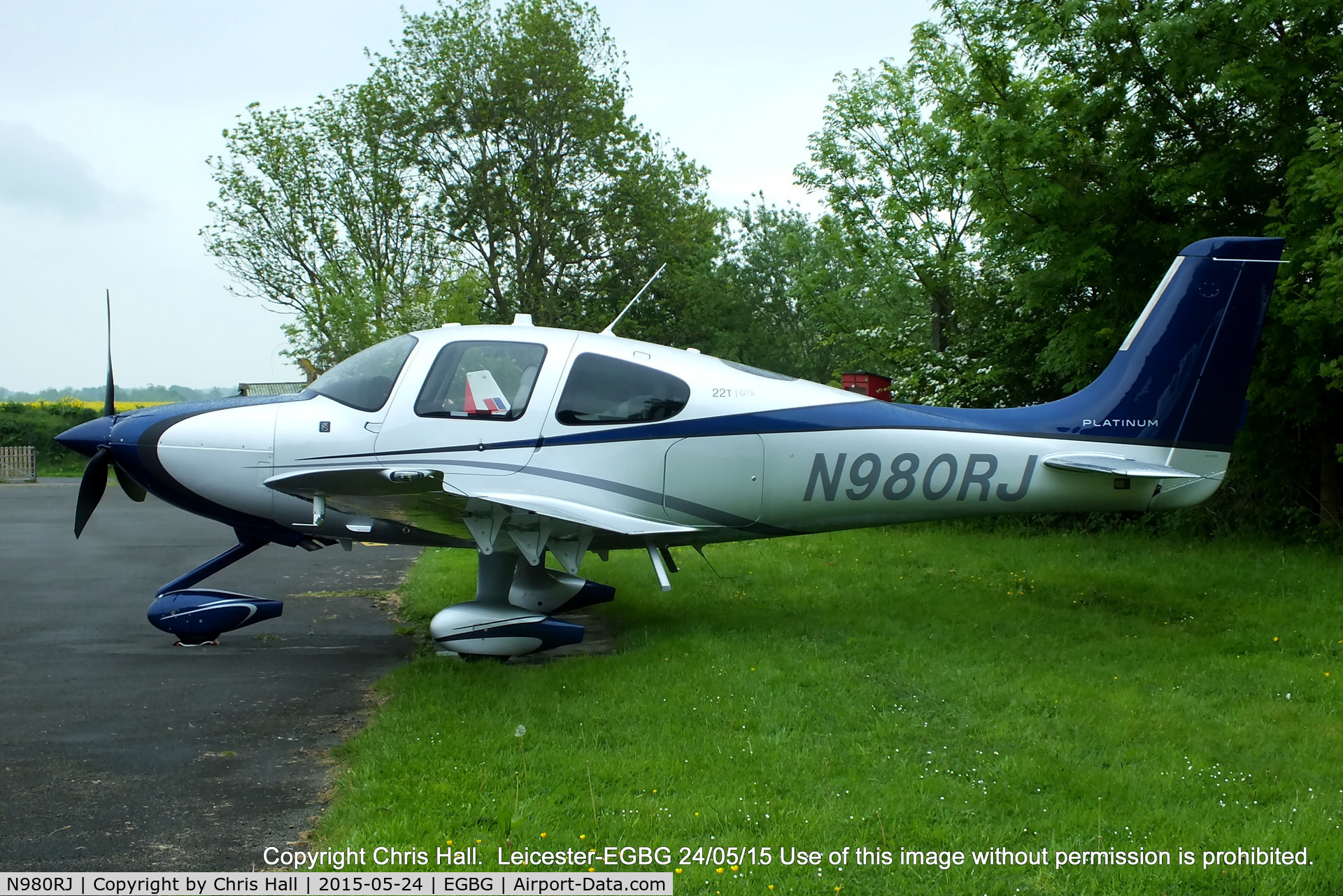 N980RJ, 2015 Cirrus SR22T C/N 980, parked at Leicester