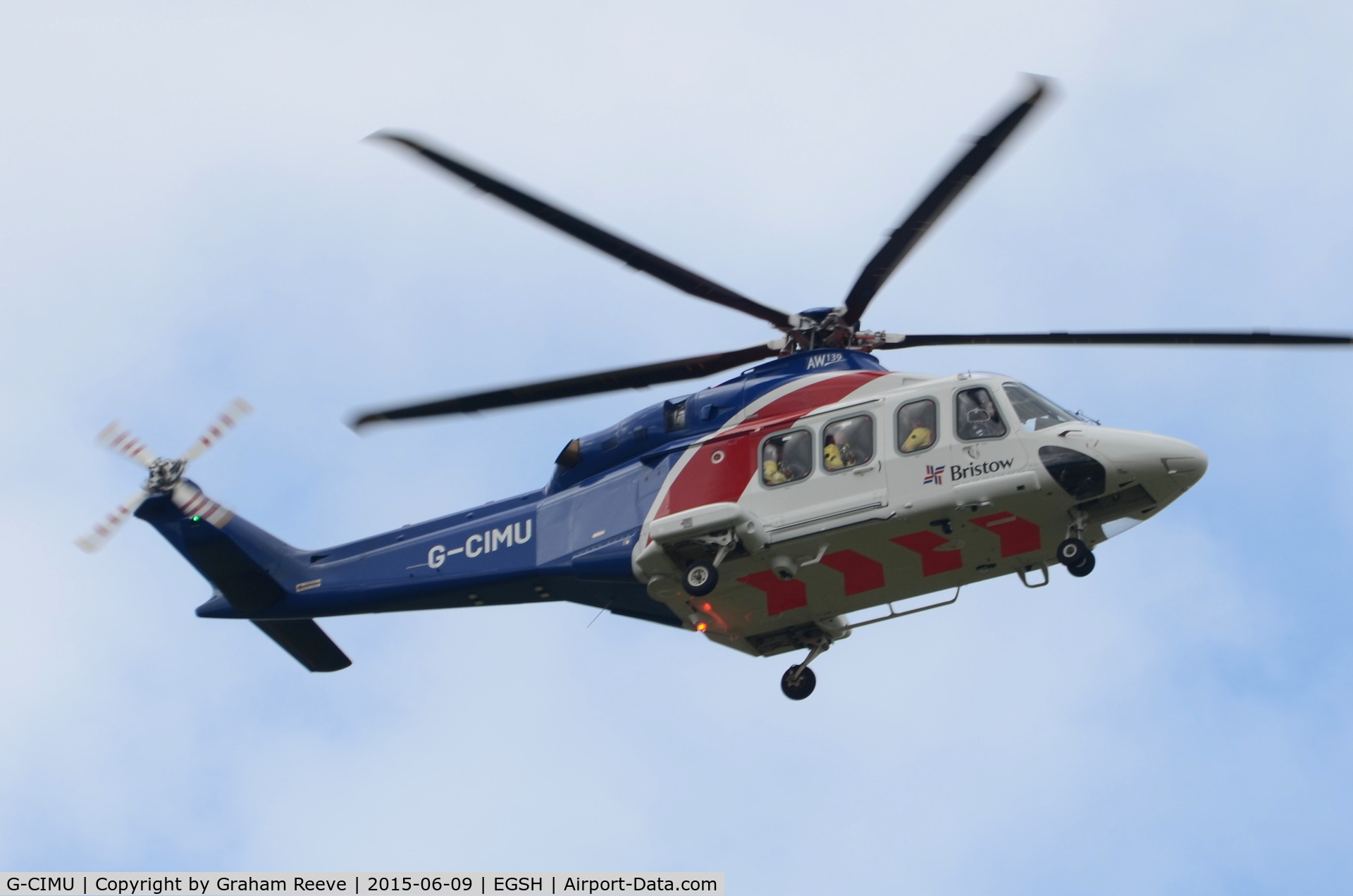 G-CIMU, 2015 AgustaWestland AW-139 C/N 31583, About to land at Norwich.