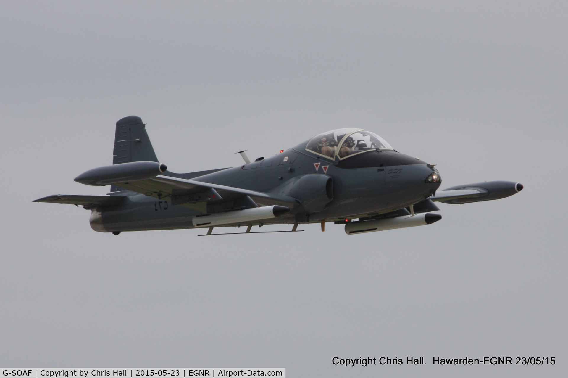 G-SOAF, 1986 BAC 167 Strikemaster Mk.82A C/N 425, departing for the Llandudno Airshow