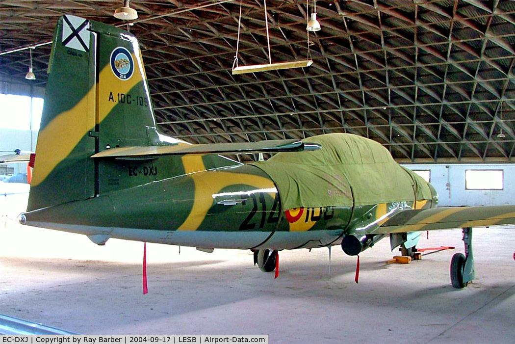 EC-DXJ, 1972 Hispano HA-220D Saeta C/N 22/114, Hispano HA.220D Super Saeta [22/114] Palma-Son Bonet~EC 17/09/2004 Taken through open hangar window.