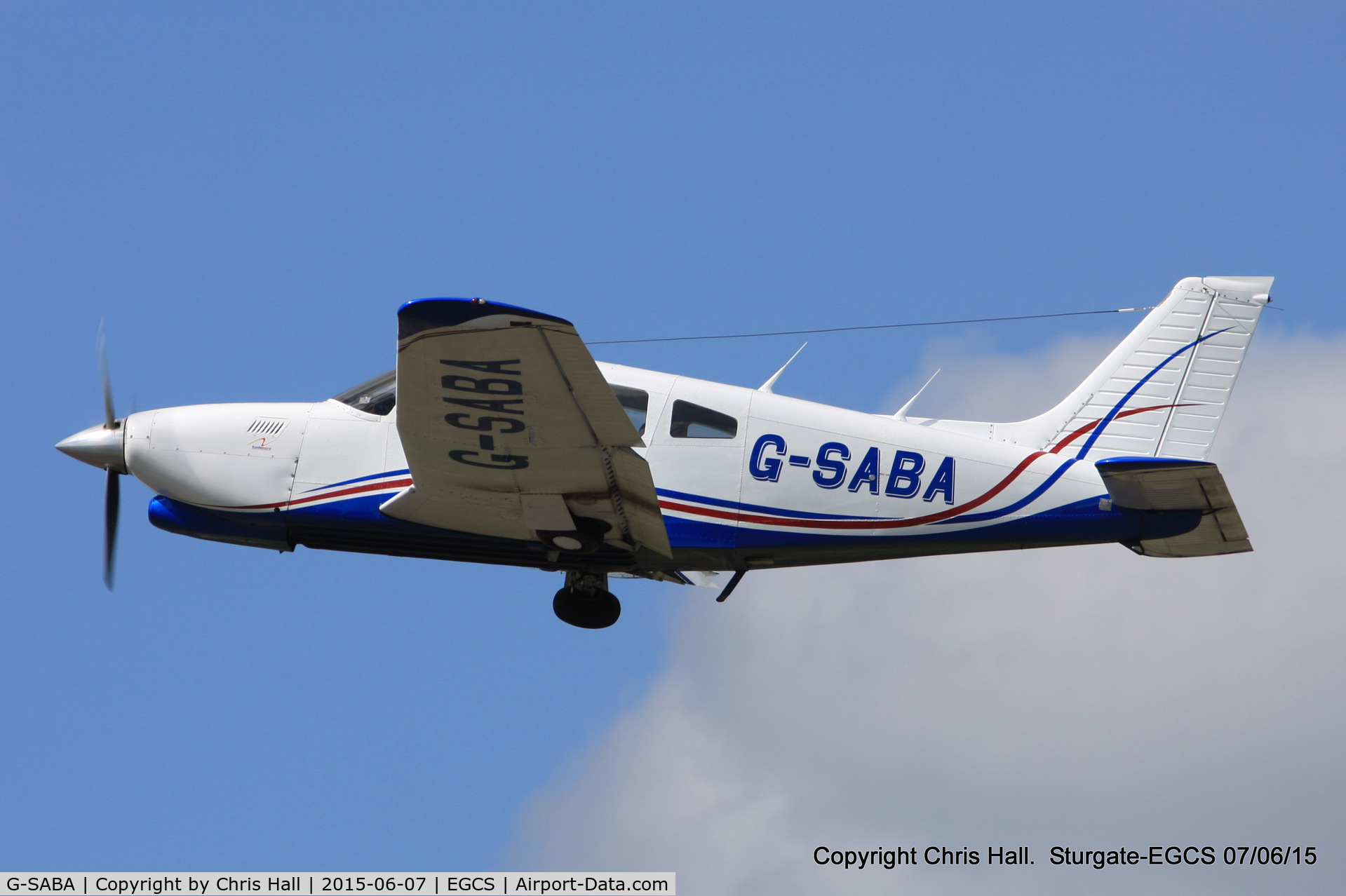 G-SABA, 1977 Piper PA-28R-201T Cherokee Arrow III C/N 28R-7703268, at the Sturgate Summer flyin