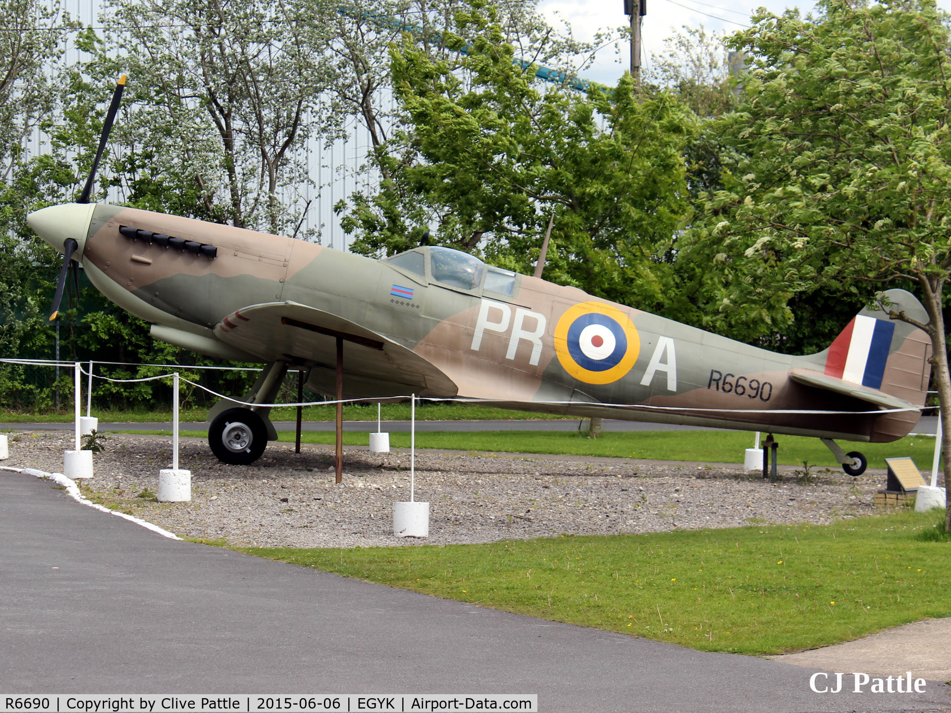 R6690, Supermarine Spitfire Replica C/N BAPC.254, On external display at the Yorkshire Aviation Museum, Elvington.