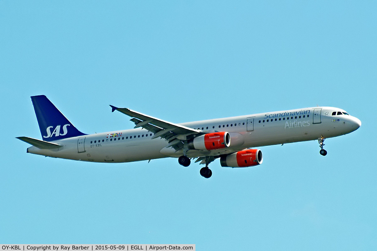 OY-KBL, 2001 Airbus A321-232 C/N 1619, Airbus A321-231 [1619] (SAS Scandinavian Airlines) Home~G 09/05/2015. On approach 27L.