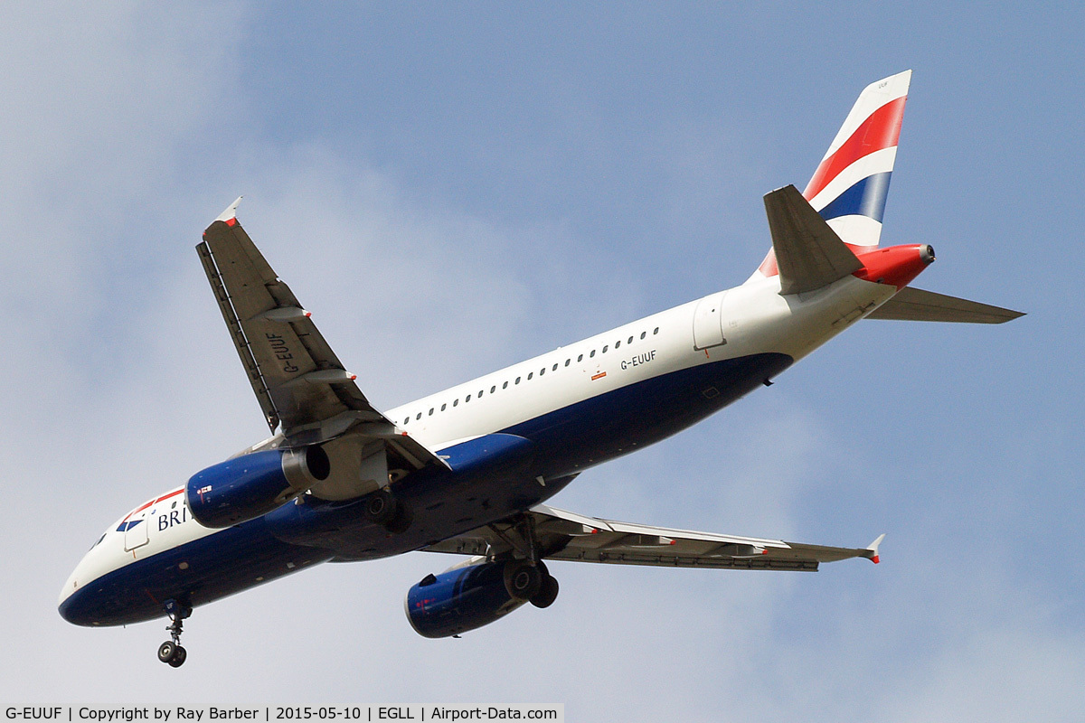 G-EUUF, 2002 Airbus A320-232 C/N 1814, Airbus A320-232 [1814] (British Airways) Home~G 10/05/2015. On approach 27R.
