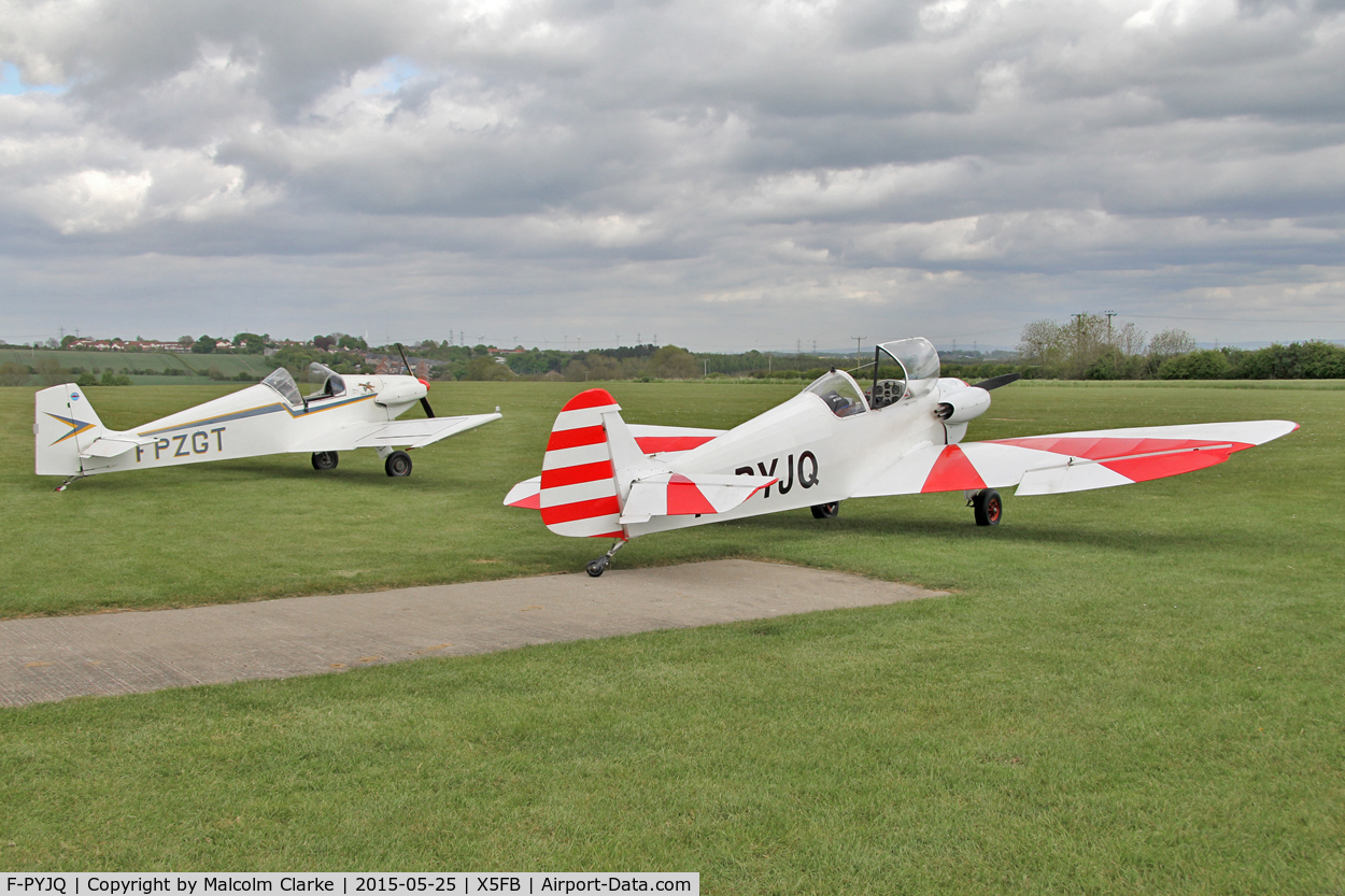 F-PYJQ, 1981 Nicollier HN-433 Menestrel C/N 02, Nicollier HN-433 Menestrel together with F-PZGT Giraudet DG.01 Loriot during a visit to Fishburn Airfield, May 25th 2015.