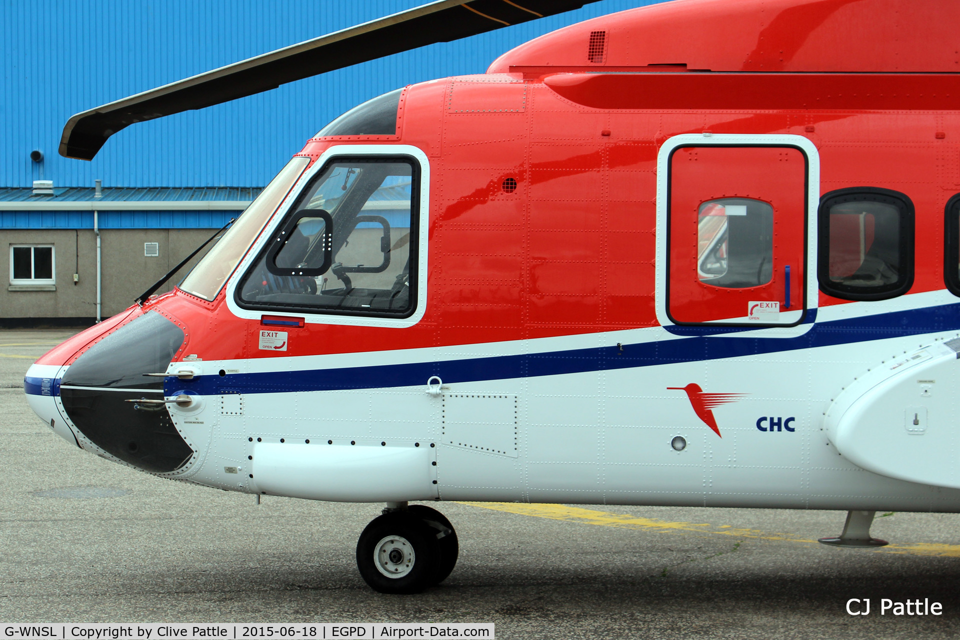 G-WNSL, 2014 Sikorsky S-92A C/N 920241, Nose detail whilst parked up at Aberdeen Airport, Scotland EGPD