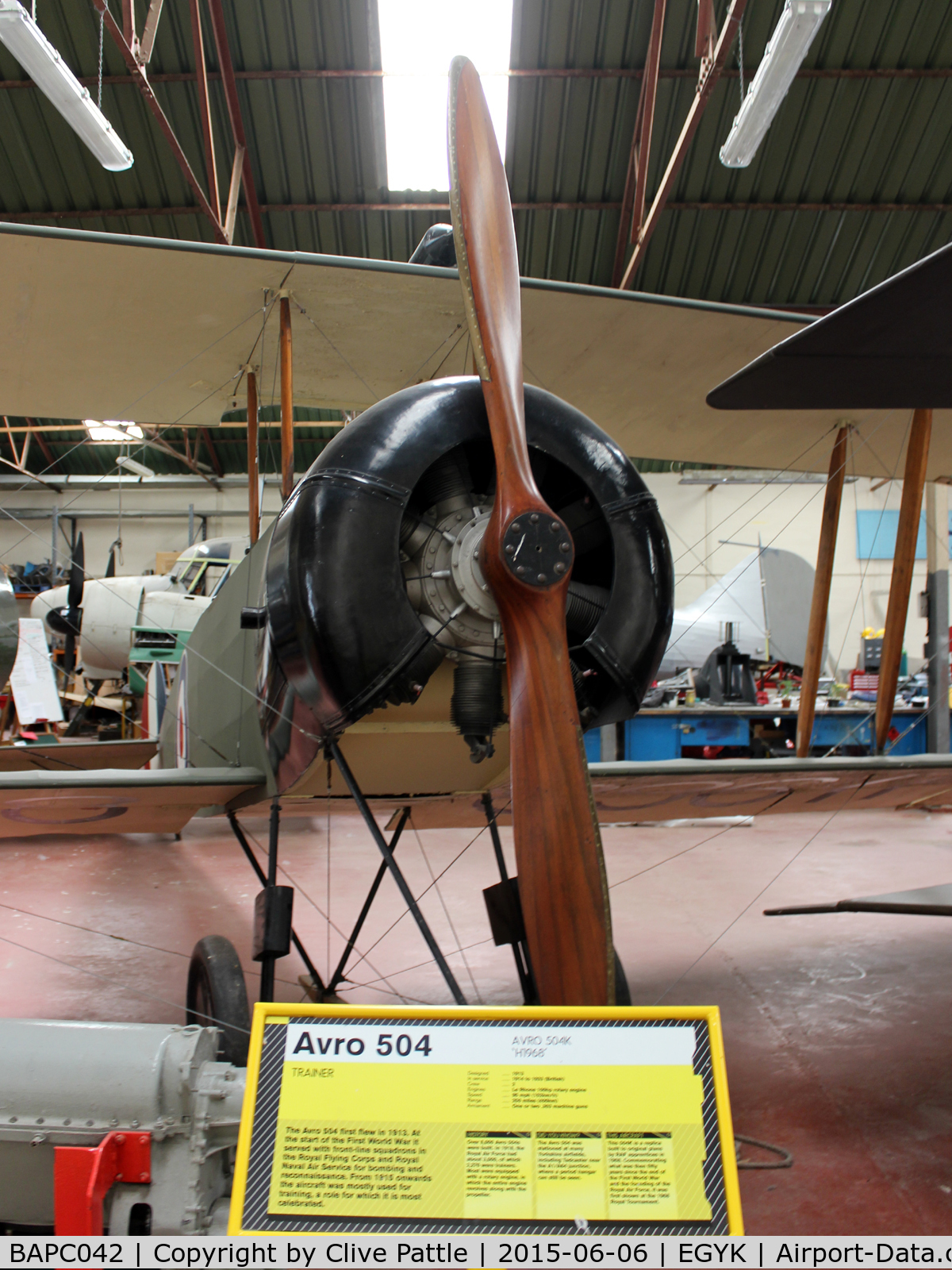 BAPC042, 1968 Avro 504K Replica C/N BAPC.042, On display at the Yorkshire Aviation Museum, Elvington, EGYK