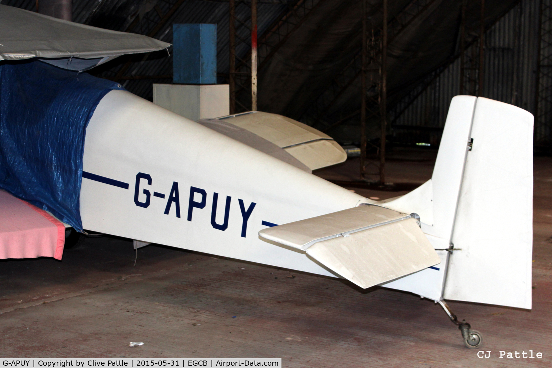 G-APUY, 1963 Druine D.31 Turbulent C/N PFA 509, Hangared in close confines at Barton, the Manchester City Airport, EGCB