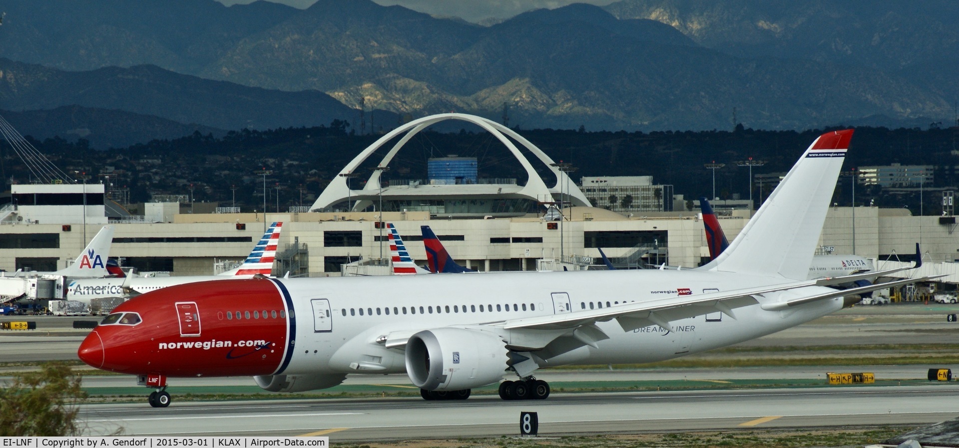 EI-LNF, 2014 Boeing 787-8 Dreamliner C/N 35313, Norwegian Long Haul, seen here shortly after landing at Los Angeles Int'l(KLAX)
