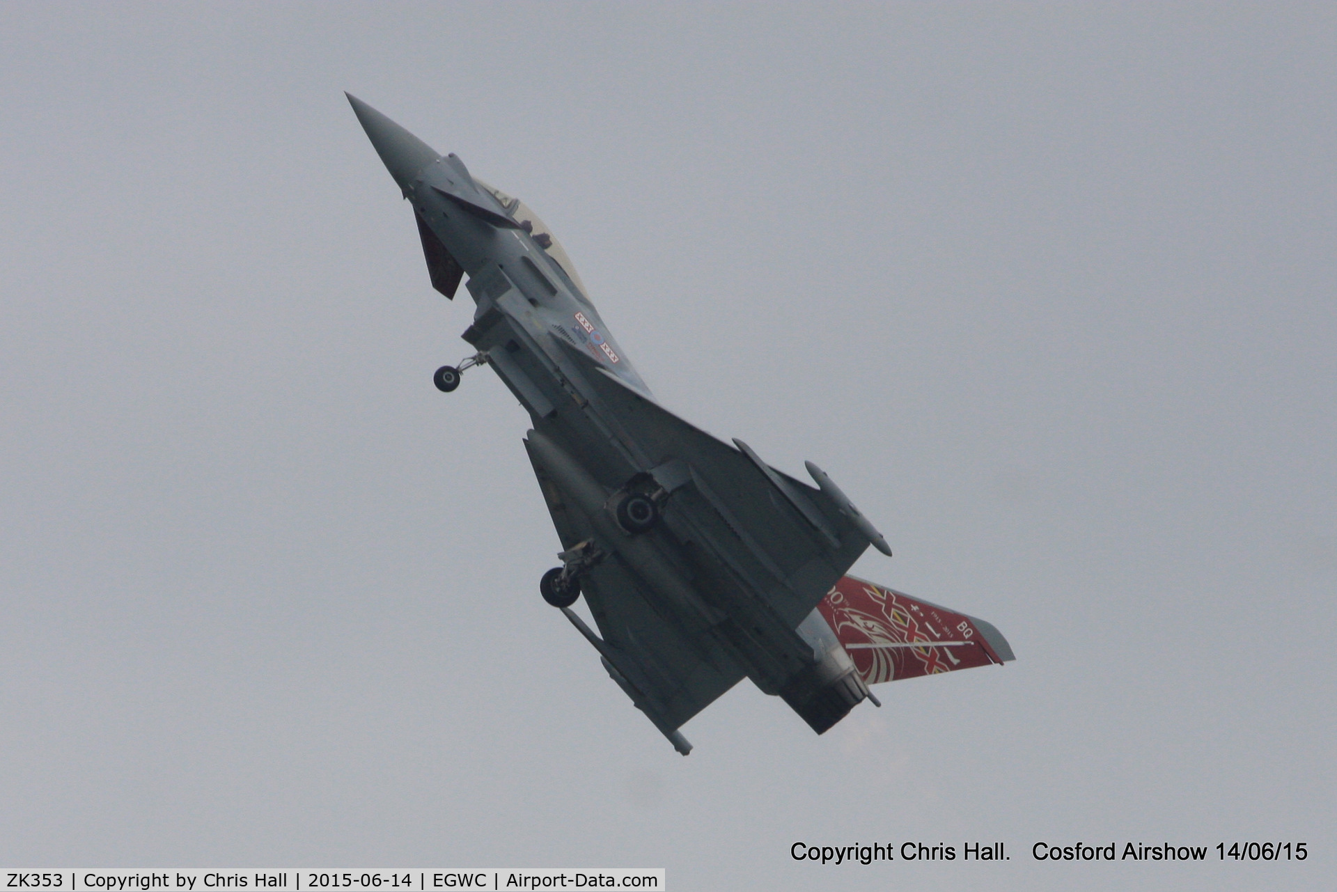 ZK353, 2013 Eurofighter EF-2000 Typhoon FGR4 C/N BS114/411, displaying at the 2015 Cosford Airshow