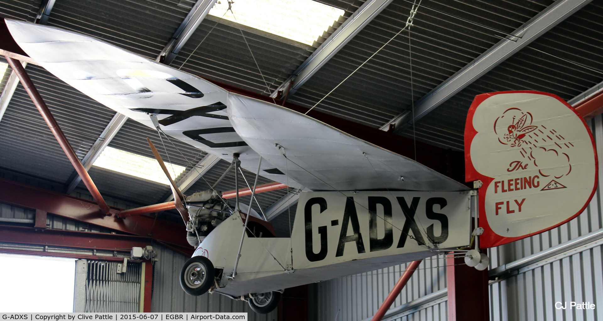 G-ADXS, 1935 Mignet HM.14 Pou-du-Ciel C/N CLS1, Hnagared at Breighton Airfield, Yorkshire - EGBR
