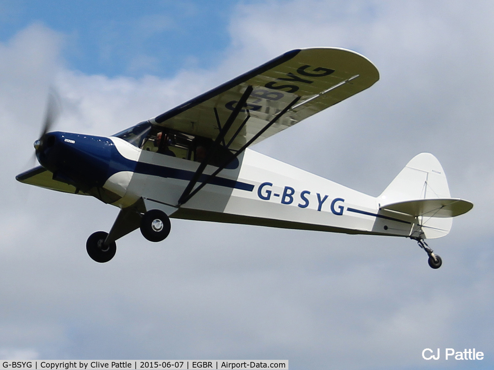 G-BSYG, 1947 Piper PA-12 Super Cruiser C/N 12-2106, In action at The Real Aeroplane Company Ltd Radial Fly-In, Breighton Airfield, Yorkshire, U.K.  - EGBR
