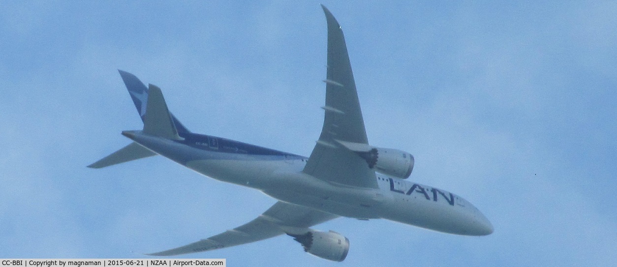 CC-BBI, 2014 Boeing 787-816 Dreamliner Dreamliner C/N 38480, overhead mellons bay on way into AKL