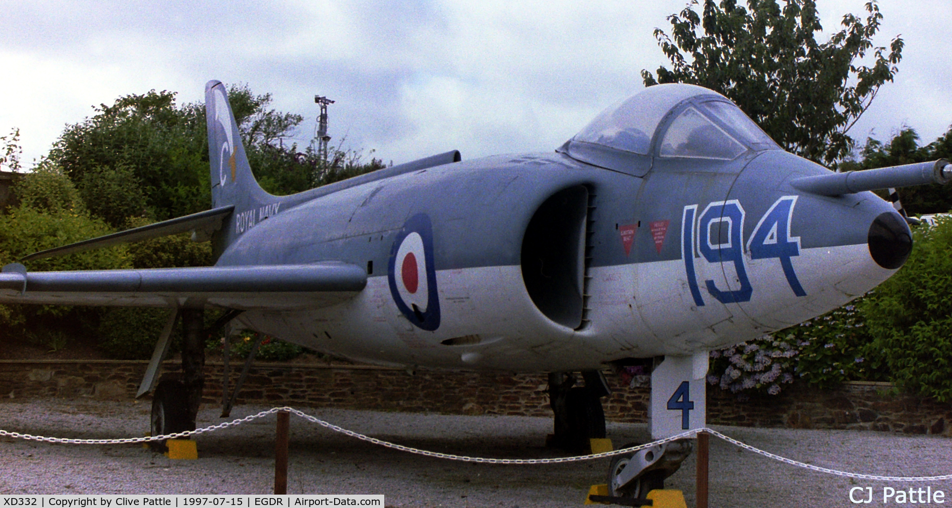 XD332, Supermarine Scimitar F.1 C/N Not found XD332, Scanned from an old neg. Displayed at the Cornwall Aero Park Museum/Flambards Village Holiday Park at Helston, Cornwall. This aircraft previously with the School of Aircraft Handling at nearby RNAS Culdrose EGDR. Now owned by Solent Sky at Southampton.