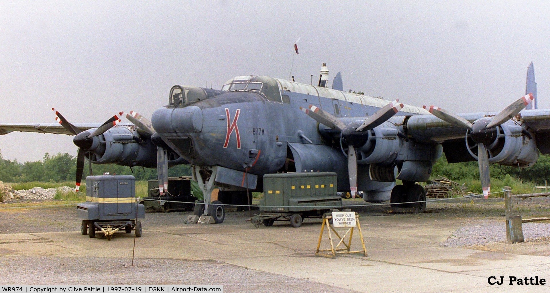WR974, 1957 Avro 716 Shackleton MR.3/3 C/N Not found WR974, Scanned from neg. On display at Charlwood, Gatwick, Surrey UK. EGKK used for search purposes only.