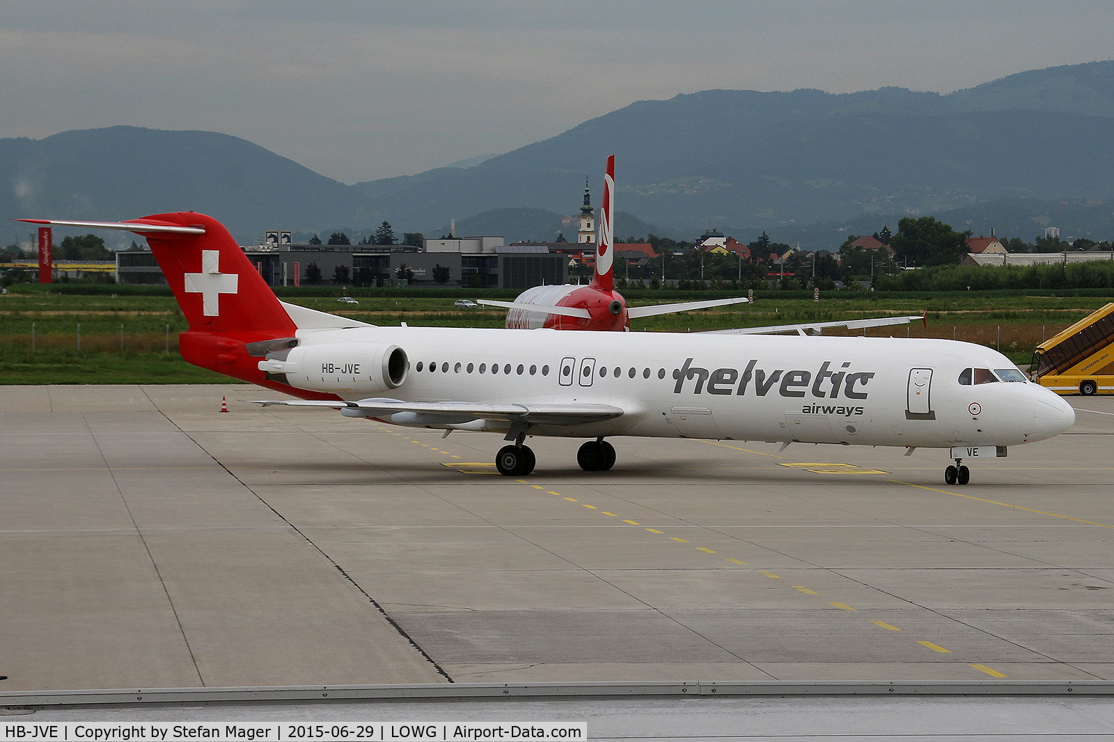HB-JVE, 1993 Fokker 100 (F-28-0100) C/N 11459, Helvetic Fokker 100 for Swiss @ GRZ