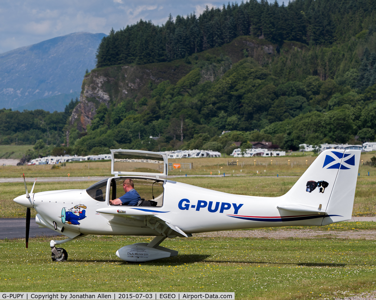 G-PUPY, 2002 Europa XS Tri-Gear C/N PFA 247-13694, Preparing for departure from Oban Airport.