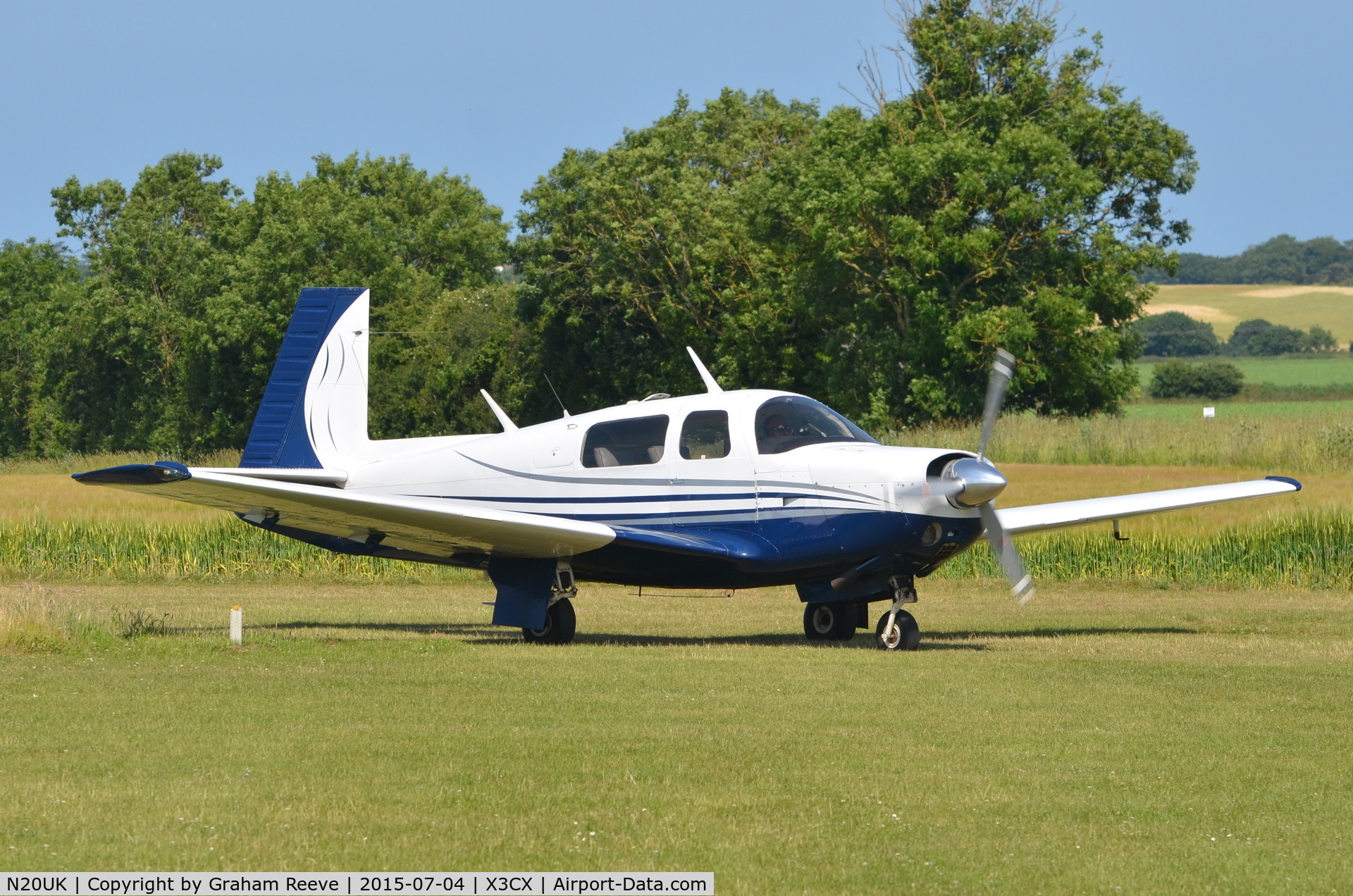 N20UK, 1976 Mooney M20F Executive C/N 22-1380, Just landed at Norwich.