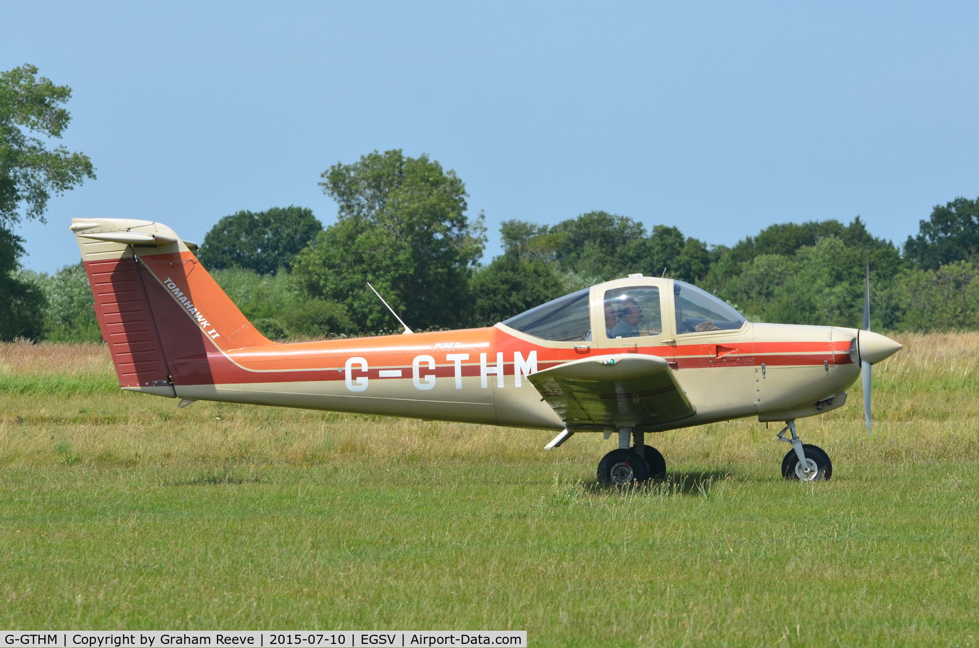 G-GTHM, 1981 Piper PA-38-112 Tomahawk Tomahawk C/N 38-81A0171, Just landed at Old Buckenham.