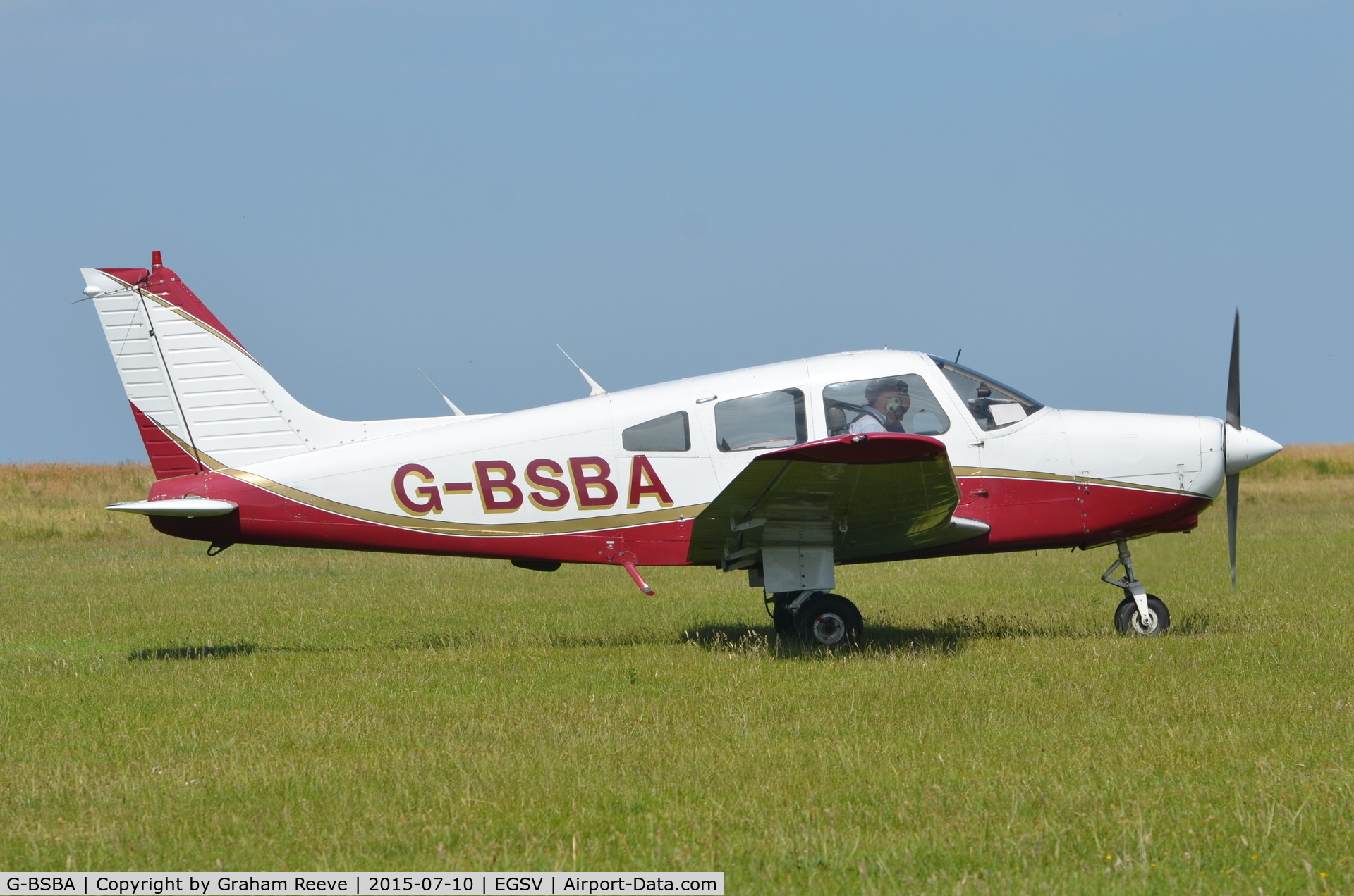 G-BSBA, 1980 Piper PA-28-161 Cherokee Warrior II C/N 28-8016041, Just landed at Old Buckenham.