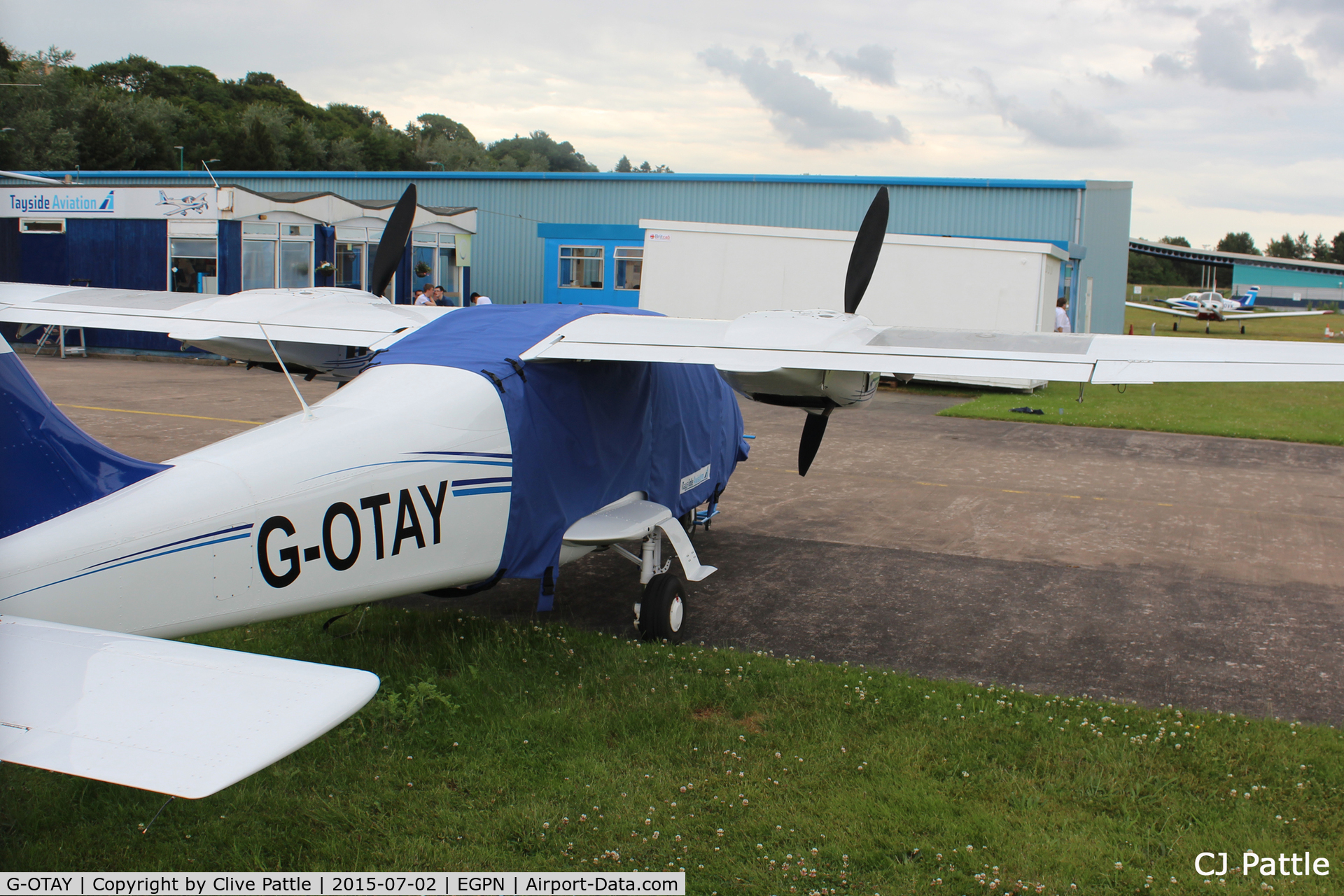 G-OTAY, 2010 Tecnam P-2006T C/N 049, Another oblique view parked up at Dundee Riverside EGPN