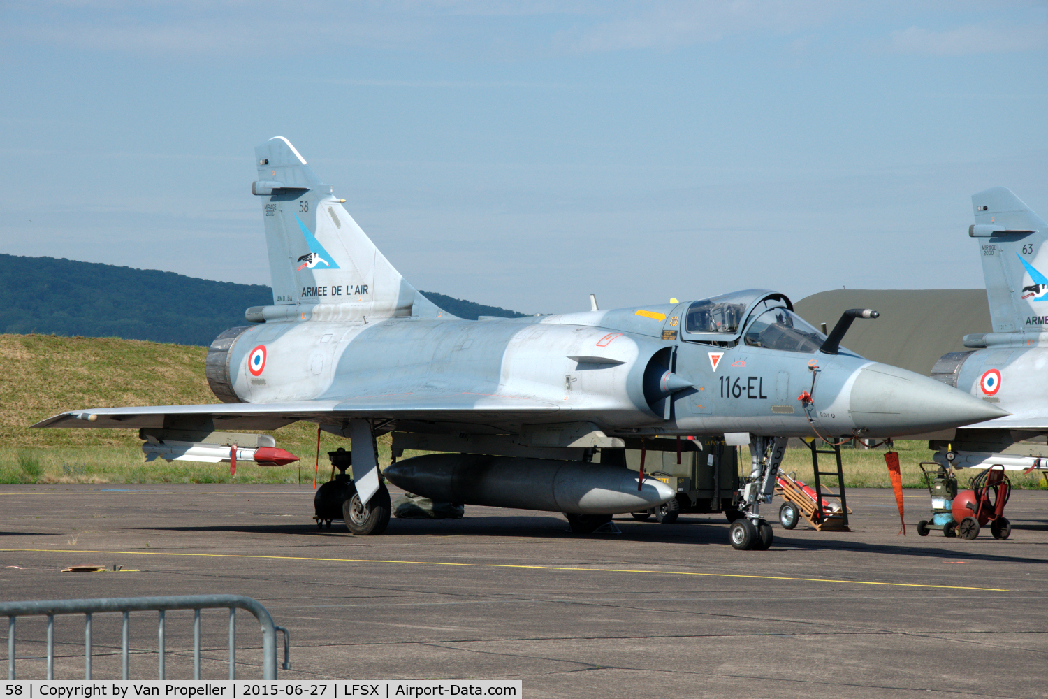 58, Dassault Mirage 2000-5F C/N 260, Dassault Mirage 2000-5F fighter of the French Air Force on the flightline of Luxeuil Air Base.