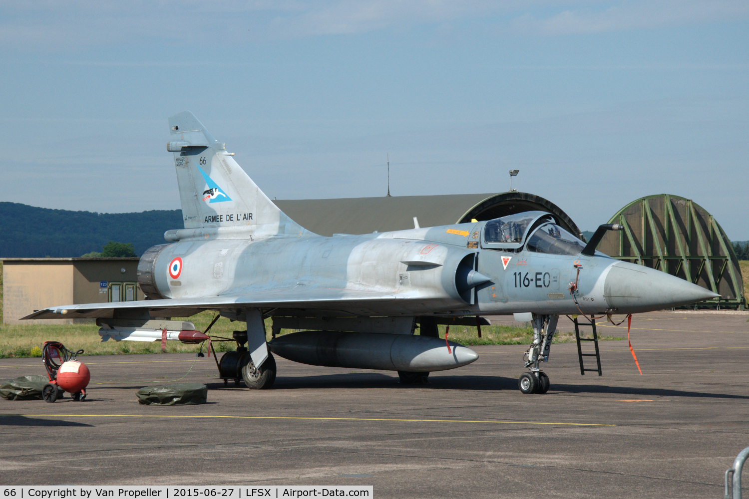 66, Dassault Mirage 2000-5F C/N 292, Dassault Mirage 2000-5F fighter of the French Air Force on the flightline of Luxeuil Air Base.