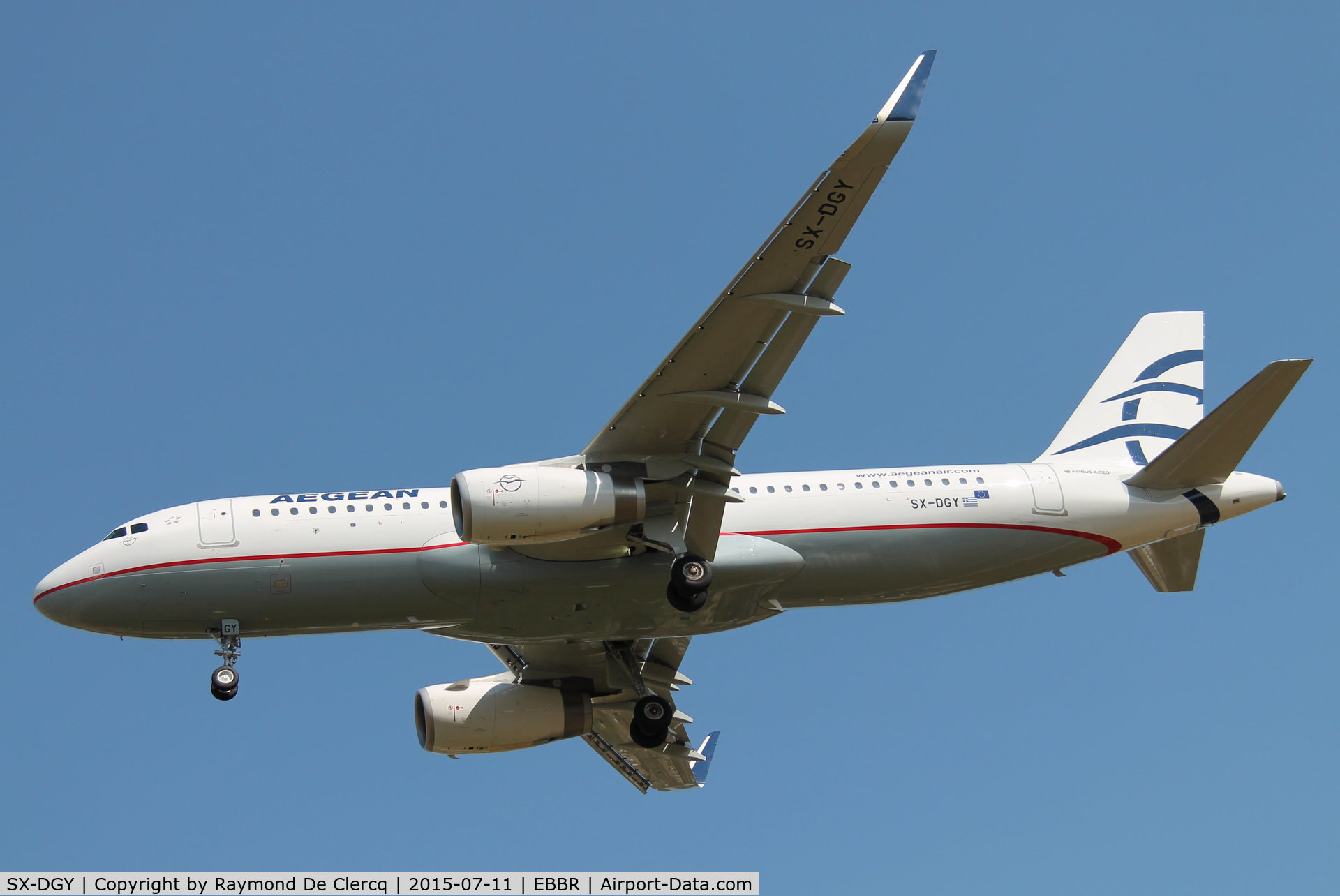 SX-DGY, 2015 Airbus A320-232 C/N 6611, Former test reg. F-WWDM. SX-DGY landing at Brussels Airport.
