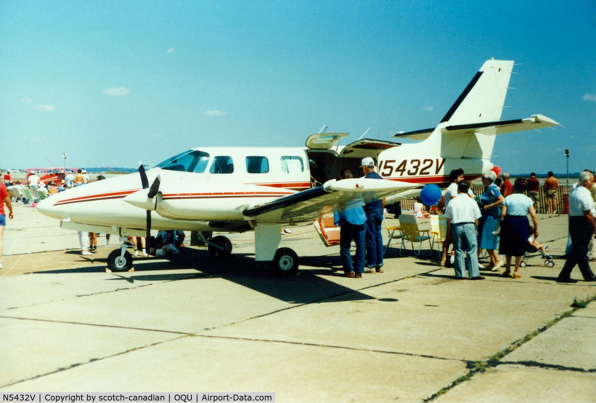 N5432V, Piper PA-31T C/N 31T-7620046, Aircraft N5432V on display at Quonset State Airport, North Kingstown, RI - circa 1980's