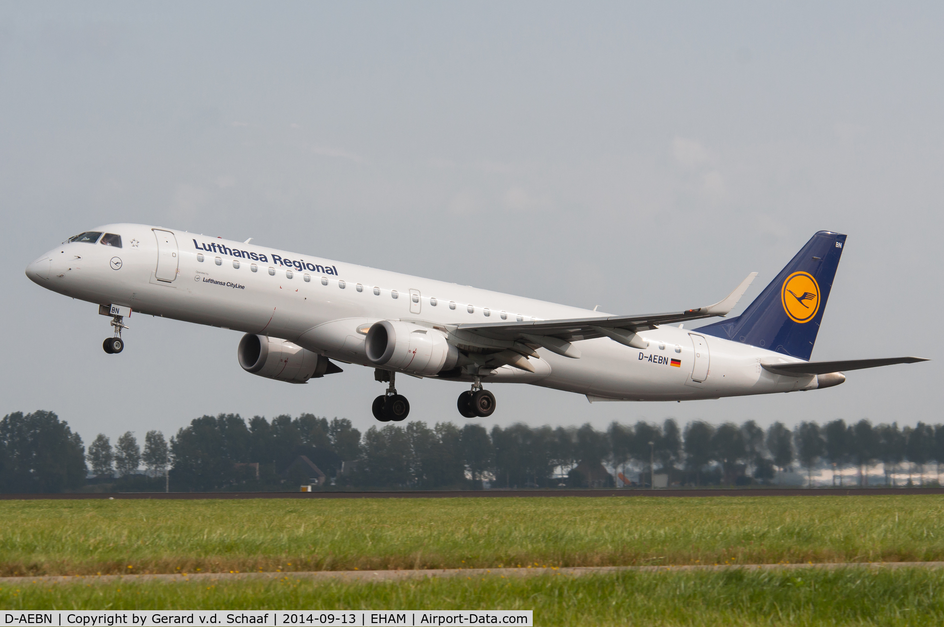 D-AEBN, 2012 Embraer 195LR (ERJ-190-200LR) C/N 19000532, Schiphol, September 2014