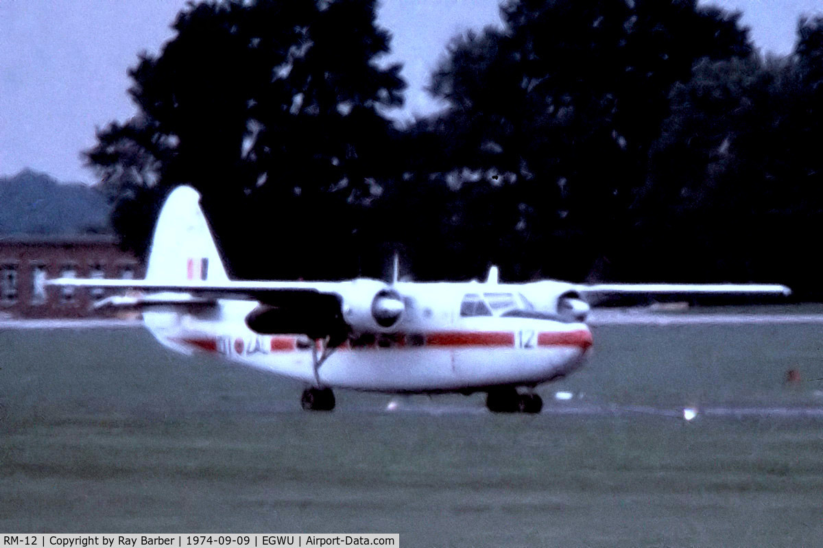 RM-12, 1954 Hunting Percival P-66 Pembroke C51 C/N P66-0033, Percival P.66 Pembroke C.51 [P66/33] (Belgian Air Force) RAF Northolt~G 09/09/1974. From a slide not the best of images .