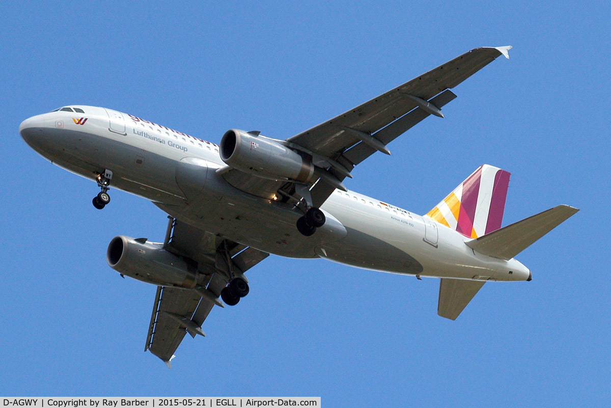 D-AGWY, 2013 Airbus A319-132 C/N 5941, D-AGWY   Airbus A319-132 [5941] (Germanwings) Home~G 21/05/2015. On approach 27R.
