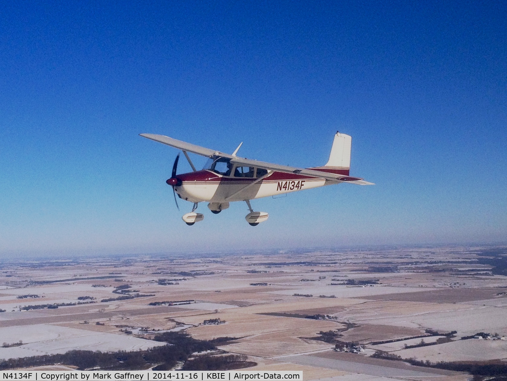 N4134F, 1958 Cessna 172 C/N 46034, Formation flight over Nebraska on a cold Novemeber day.